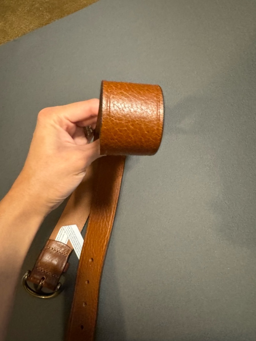 Madewell Brown Leather Belt with Brass-Tone Buckle - Picture 11 of 12